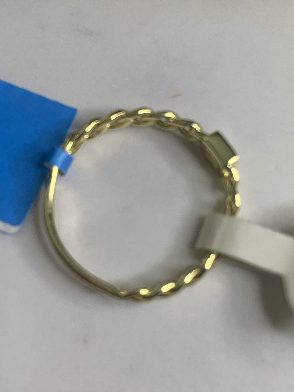 Gold Plated 925 Chain-Link Moissanite Ring with Baguette - Picture 3 of 3